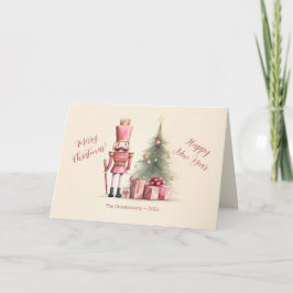 Pink Nutcracker Christmas Holiday Card カード