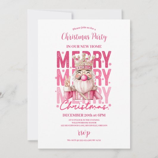 Pink Nutcracker Christmas Party 招待状 (正面)