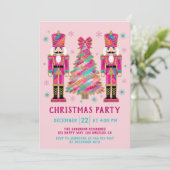 Pink Nutcracker Christmas Party | Glitter Holiday 招待状 (スタンド正面)