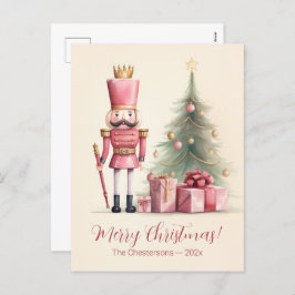 Pink Nutcracker Christmas Postcard シーズンポストカード