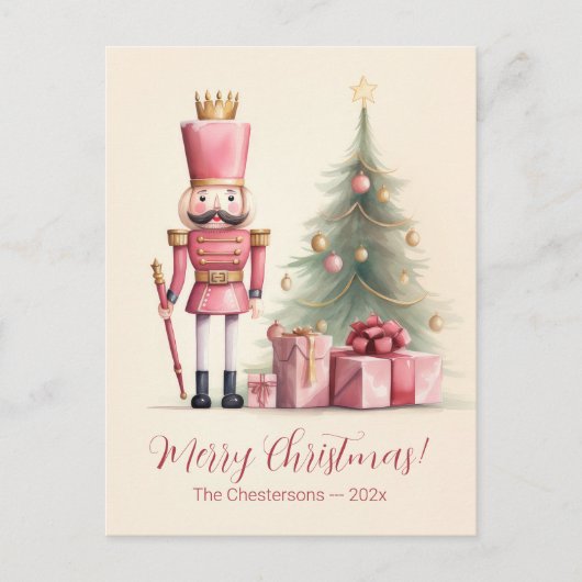 Pink Nutcracker Christmas Postcard シーズンポストカード (正面)