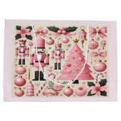 Pink Nutcracker Christmas Tree Gift Bag ラージペーパーバッグ (裏面)