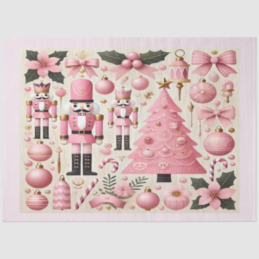 Pink Nutcracker Christmas Tree Gift Bag 薄葉紙 (正面)