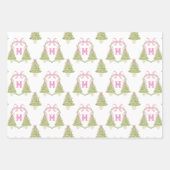 Pink Nutcracker Christmas Tree Monogram Crest ラッピングペーパーシート (正面)