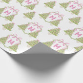 Pink Nutcracker Christmas Tree Monogram Crest ラッピングペーパー (角)