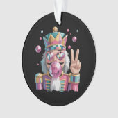 Pink Nutcracker Disco Ball Sunglasses Peace Sign オーナメント (正面)