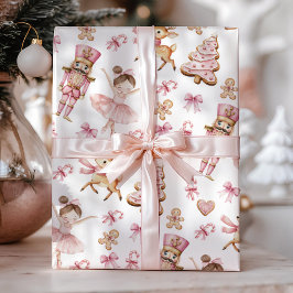 Pink Nutcracker Kids Christmas Wrapping Paper ラッピングペーパー