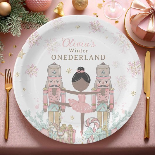 Pink Nutcracker Winter Onederland 1st Birthday ペーパープレート