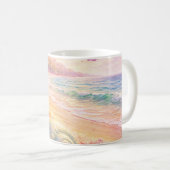 Pink Ocean Beach Shells Flowers Fantasy Landscape コーヒーマグカップ (正面右)