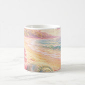 Pink Ocean Beach Shells Flowers Fantasy Landscape コーヒーマグカップ (中央)