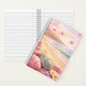 Pink Ocean Beach Shells Flowers Fantasy Landscape ノートブック (内側)