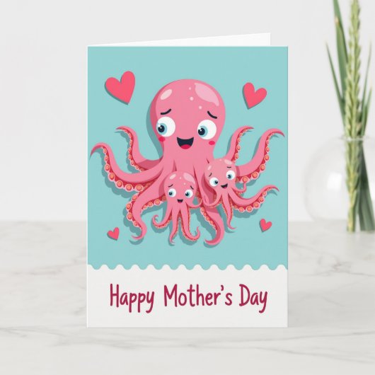 Pink Octopus Mothers Day Card カード (正面)