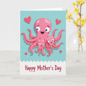 Pink Octopus Mothers Day Card カード (黄色い花)