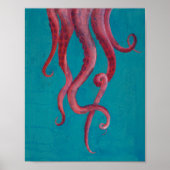 Pink Octopus Tentacles Acrylic Painting Poster ポスター (正面)