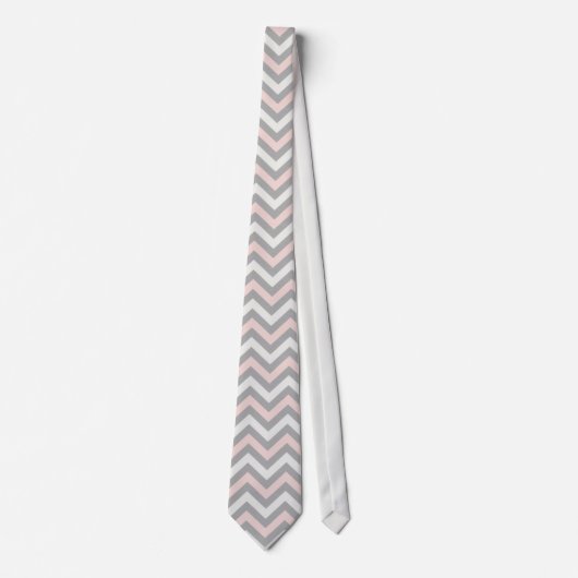 Pink, off-white and light grey chevron ネクタイ (正面)