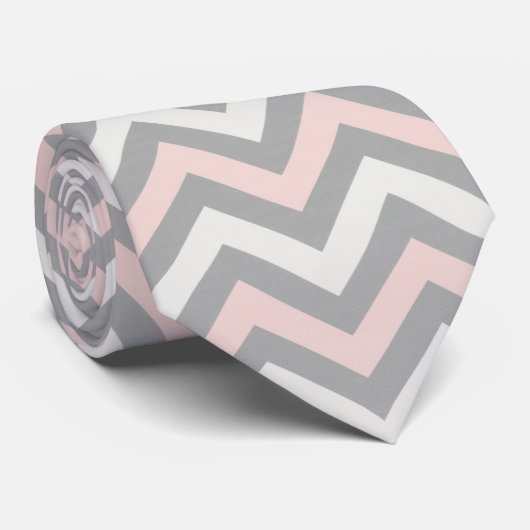 Pink, off-white and light grey chevron  ネクタイ (ロール)