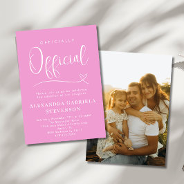 Pink Officially Official Adoption Day Party Photo 招待状