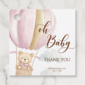 Pink Oh Baby Script Bear in Hot Air Balloon Shower フェイバータグ (正面)