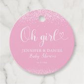 Pink Ombre Oh Girl Favor Confetti Heart フェイバータグ (正面)