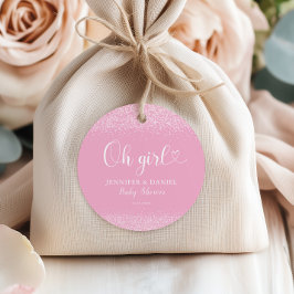 Pink Ombre Oh Girl Favor Confetti Heart フェイバータグ