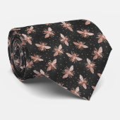 Pink on Black Bee Pattern Custom Necktie ネクタイ (ロール)