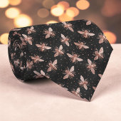 Pink on Black Bee Pattern Custom Necktie ネクタイ