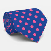 Pink On Blue Polka Dots Pattern Design ネクタイ (ロール)