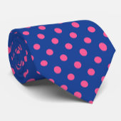 Pink On Blue Polka Dots Pattern Design ネクタイ