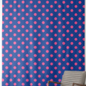 Pink On Blue Polka Dots Pattern Design ファブリック