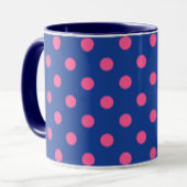 Pink On Blue Polka Dots Pattern Design マグカップ