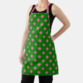 Pink On Green Polka Dots Pattern Design  エプロン (インサイチュ)