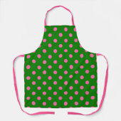 Pink On Green Polka Dots Pattern Design  エプロン (正面)