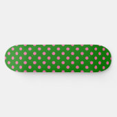 Pink On Green Polka Dots Pattern Design  スケートボード (横)