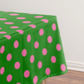 Pink On Green Polka Dots Pattern Design  テーブルクロス