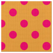 Pink On Orange Polka Dots Pattern Design  ファブリック (クローズアップ)