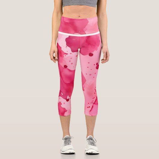 Pink on Pink Abstract カプリレギンス (正面)