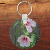 Pink on pink duo of hibiscus flowers キーホルダー (正面)