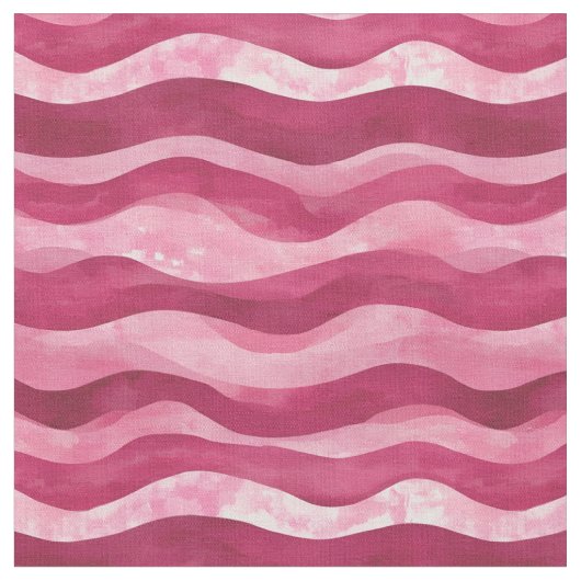 Pink on Pink Watercolor Wavy Lines ファブリック (クローズアップ)