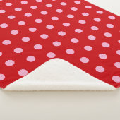 Pink on Red Polka Dots  シェルパブランケット (3/4)
