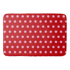 Pink on Red Polka Dots  バスマット