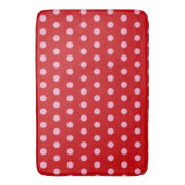 Pink on Red Polka Dots  バスマット (正面縦)