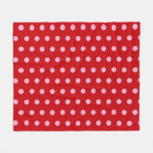 Pink on Red Polka Dots  フリースブランケット (正面(横))