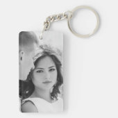 Pink on White Chrysanthemums with Photo キーホルダー (裏面)