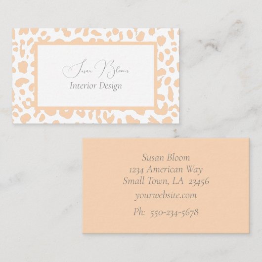 Pink on White Leopard Print名刺 名刺 (正面/裏面)