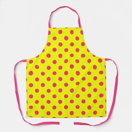Pink On Yellow Polka Dots Pattern Design  エプロン (正面)