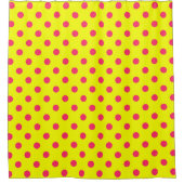 Pink On Yellow Polka Dots Pattern Design シャワーカーテン (正面)