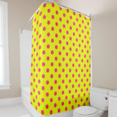 Pink On Yellow Polka Dots Pattern Design  シャワーカーテン