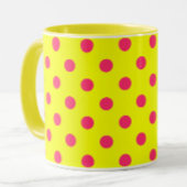 Pink On Yellow Polka Dots Pattern Design  マグカップ