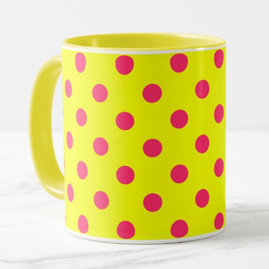 Pink On Yellow Polka Dots Pattern Design  マグカップ