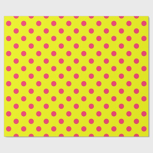 Pink On Yellow Polka Dots Pattern Design  ラッピングペーパー (フラット)